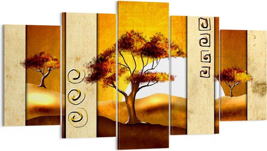 Bild auf Leinwand - Leinwandbild - Modern baum savanne wüste - 160x85cm - Wand Bild - Wanddeko - Leinwanddruck - Bilder - Kunstdruck - Wanddekorat...