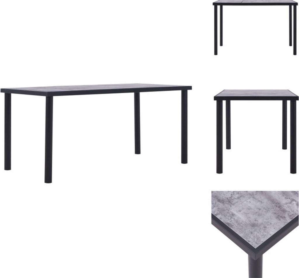vidaXL Esstisch Schwarz und Betongrau 160 x 80 x 75 cm MDF - Esstische