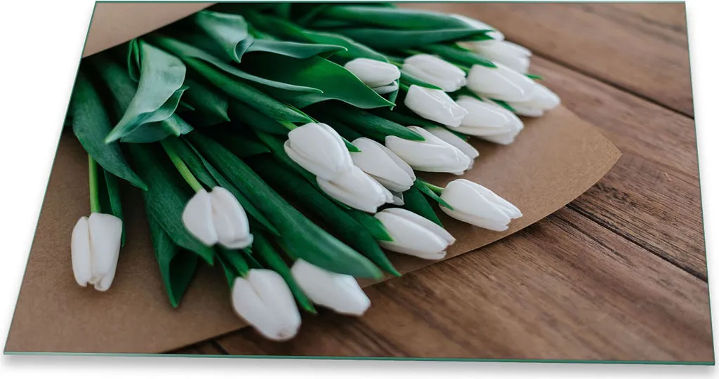 Copri Piano Induzione 80x52 Vetro Temperato Antigraffio Fiori Bianco