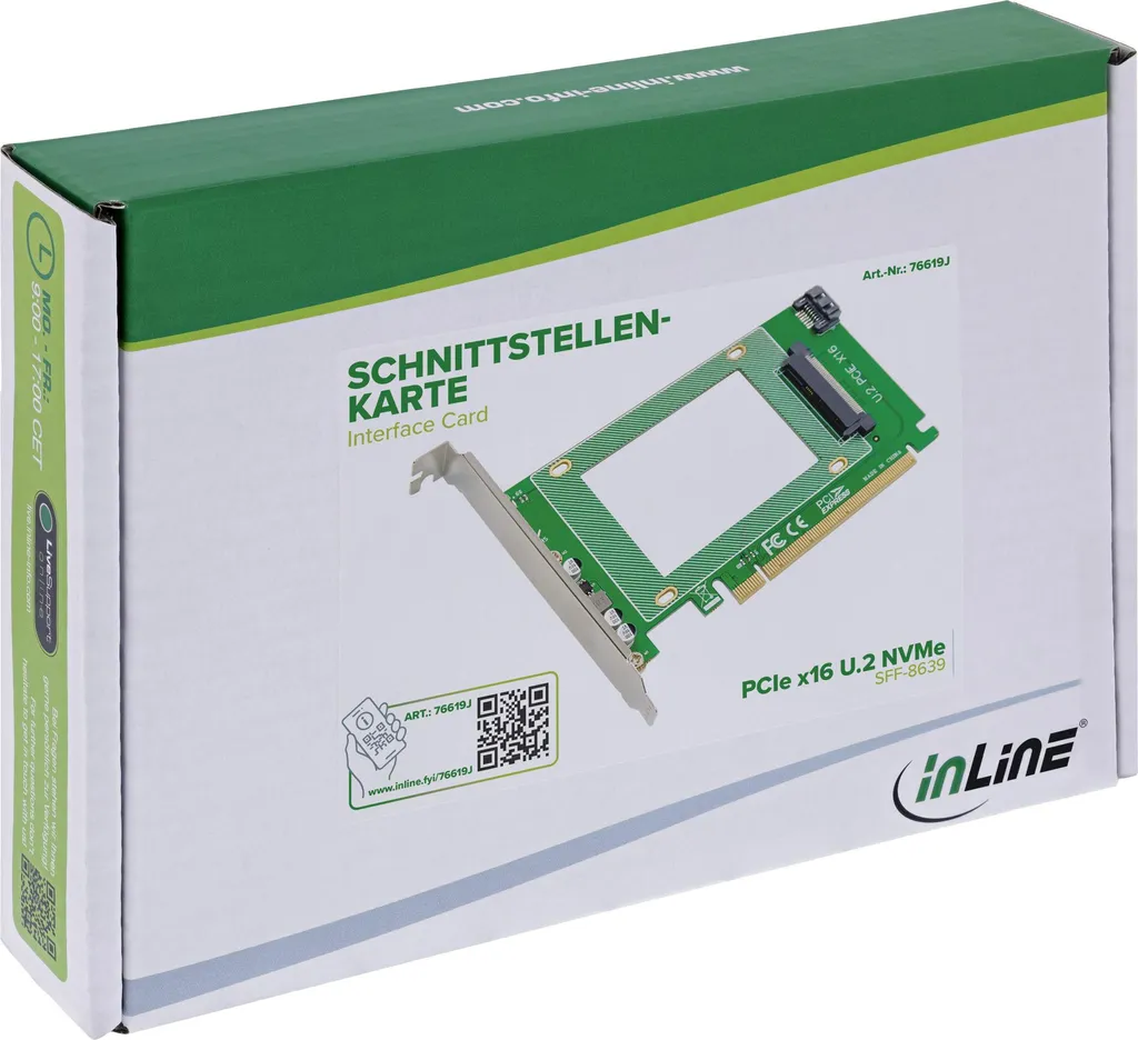 InLine PCIe x16 a U.2 NVMe SSD - Soluzione Storage SFF-8639