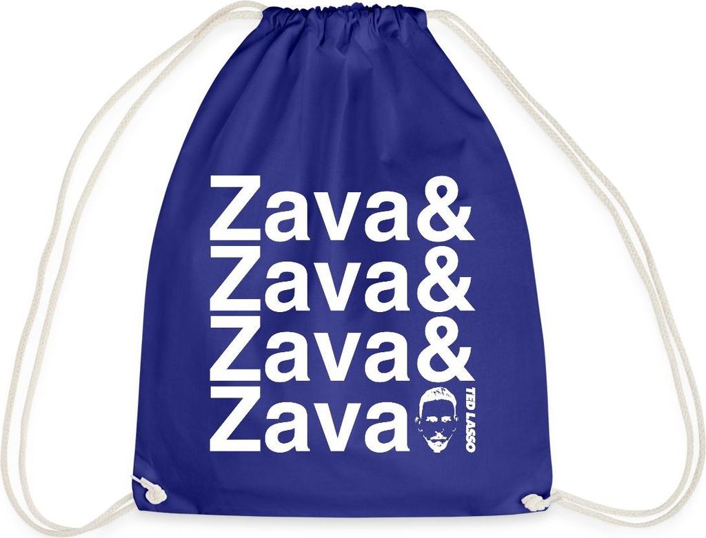 Spreadshirt Ted Lasso Zava Weißer Schriftzug Turnbeutel, One size, Königsblau