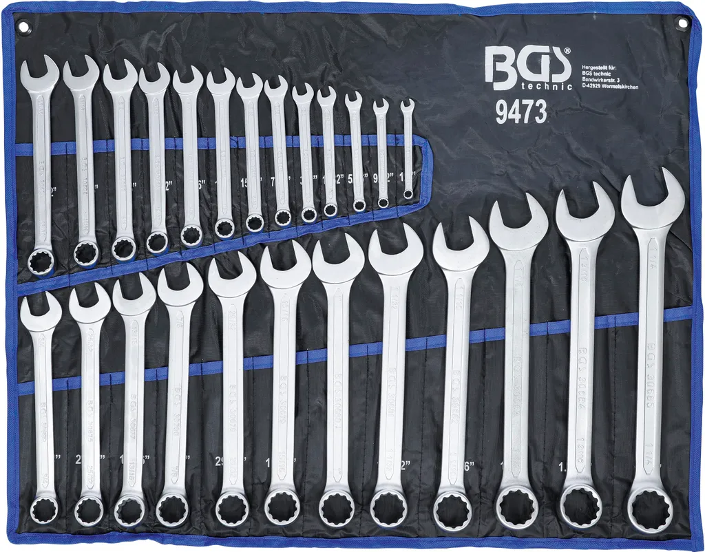 Coffret de clés mixtes en pouces 25 pièces BGS pour outils de garage