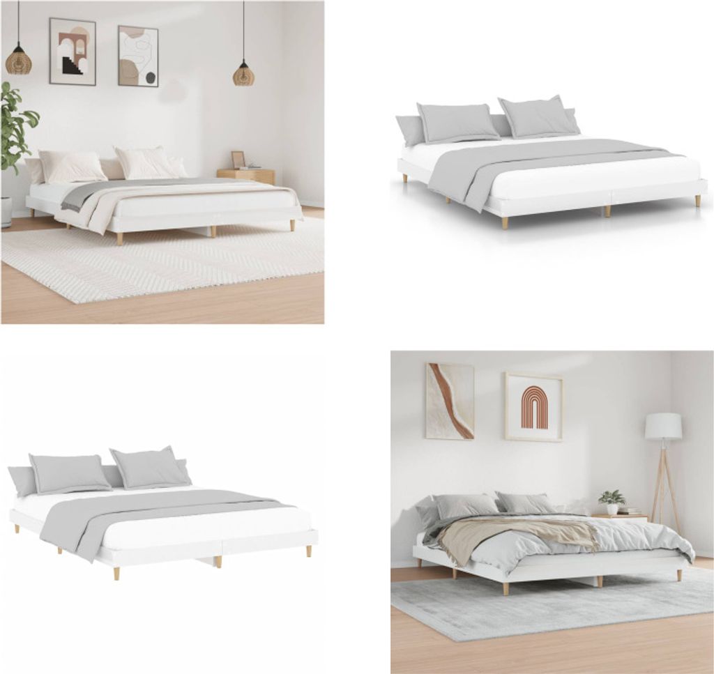 vidaXL Bettgestell Hochglanz Weiß 200x200 cm Holzwerkstoff - Bettgestell - Bettgestelle - Bettrahmen - Bett