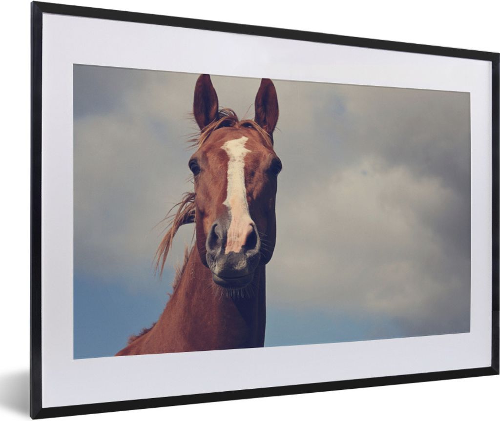 MuchoWow Gerahmtes Poster Pferd - Luft - Blau 60x40 cm - Poster mit Schwarzem Bilderrahmen Wandposter Rahmen Foto Bilder - Schlafzimmer - Plakat ...