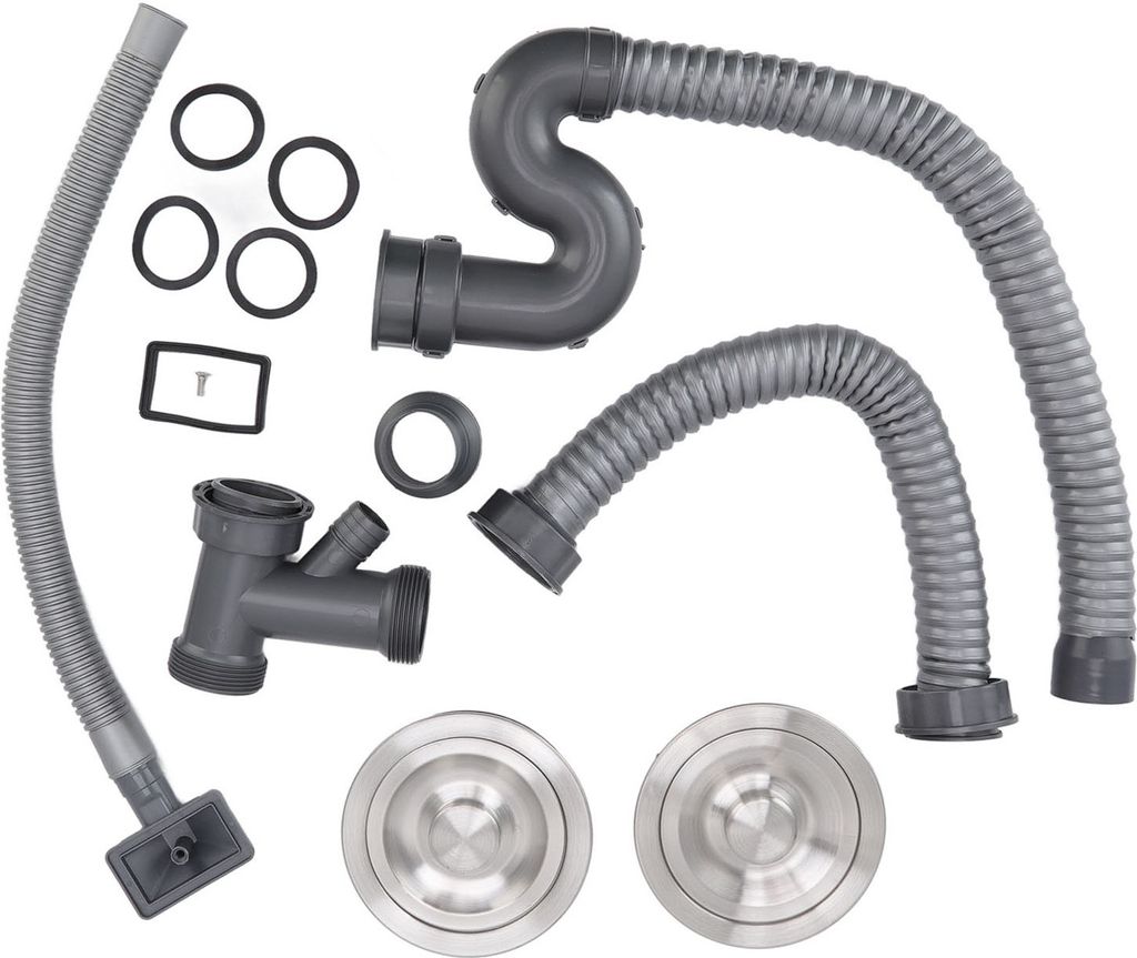Doppelspülbecken-Abflussrohr-Kit, Küchenspüle, Sieb, Ablaufschlauch, Gemüsebecken-Abflussrohr-Set für Zuhause