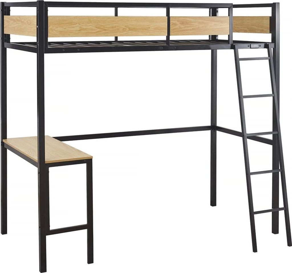 Letto a soppalco con scrivania "Ethan" - 90 x 190 cm - Nero Immagine del prodotto 