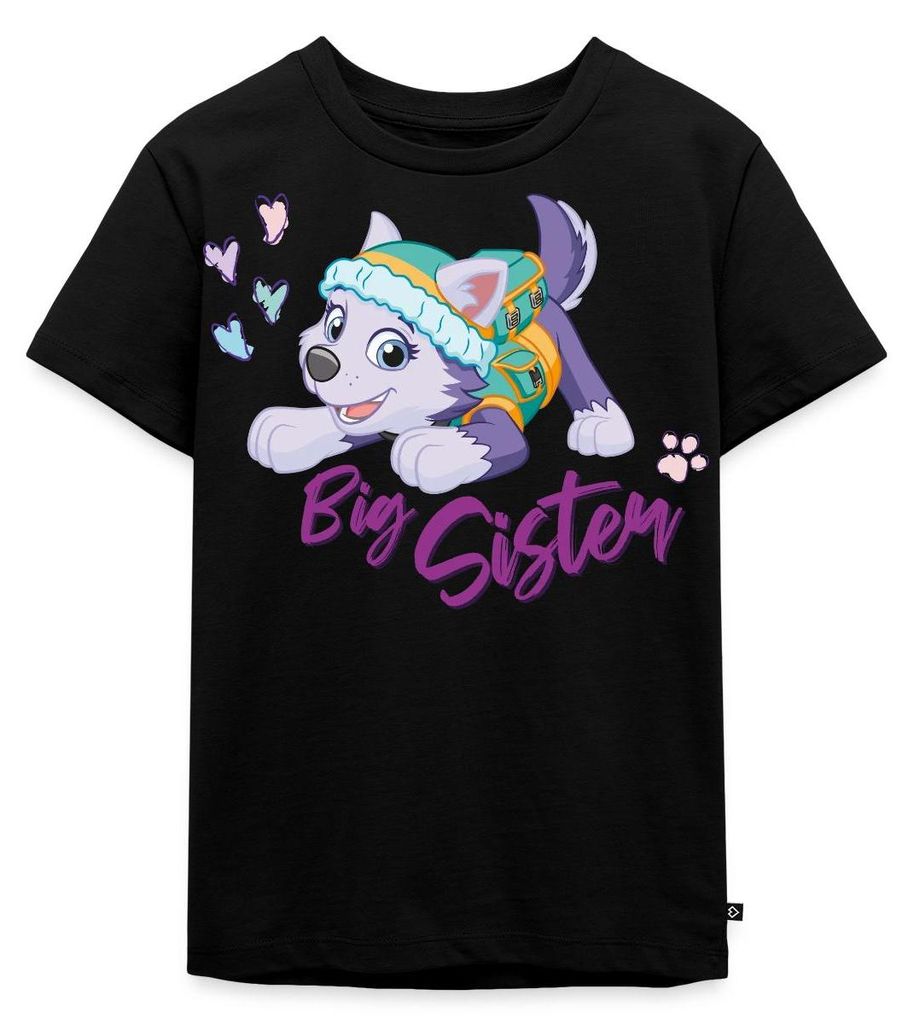 Spreadshirt Paw Patrol Große Schwester Everest Geschenk Kinder Premium T-Shirt, 98/104 (2 Jahre), Schwarz