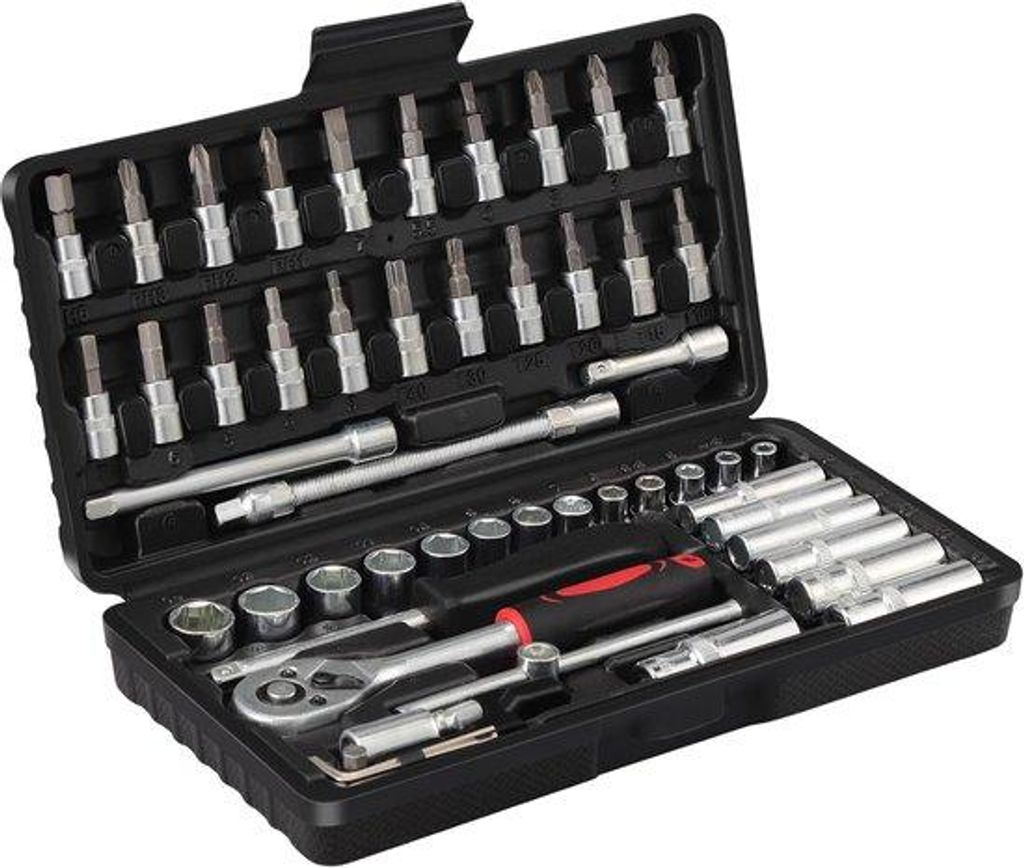 Einsetzbares 53-teiliges 1/4 Zoll-Rateldoppenset mit metrischen Erweiterungsstücken und Bit-Satz, geeignet für DIY-Projekte, Autoreparaturen und ...