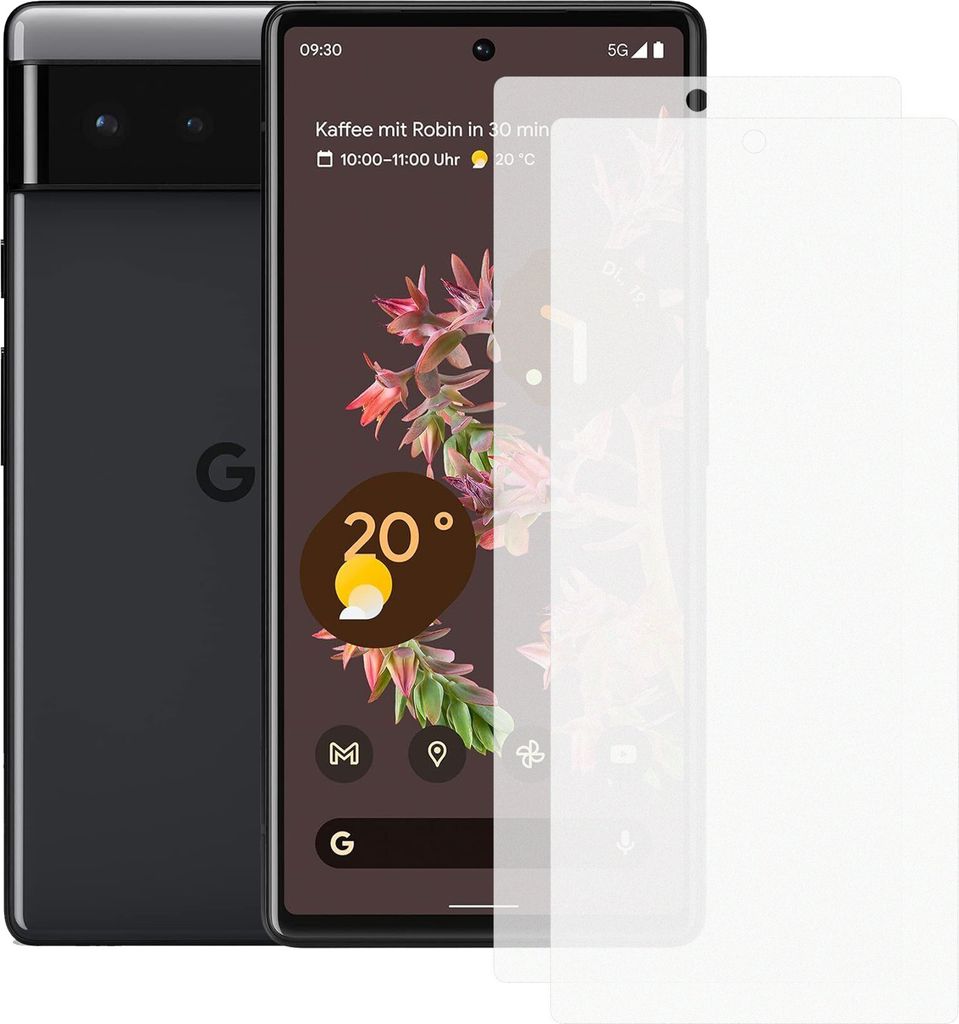 Zwei Stück (2x) Display-Schutzfolie Displayschutz-Glas 9H Glas für google Pixel 6