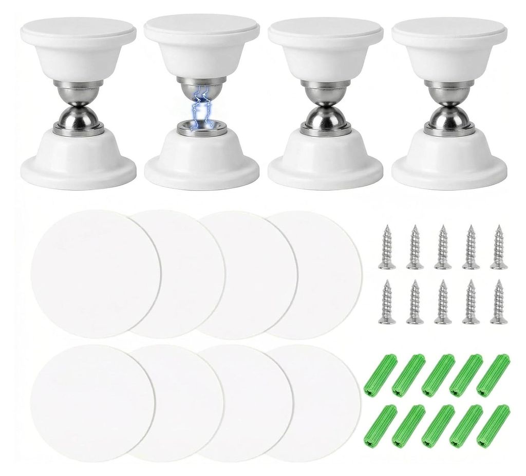 Magnetischer Türstopper aus Kunststoff und Edelstahl, 5,3 * 4,8 cm, Wandtürstopper, weiß, für Wohnzimmer, Schlafzimmer, Wohnmobile, Wohnwagen