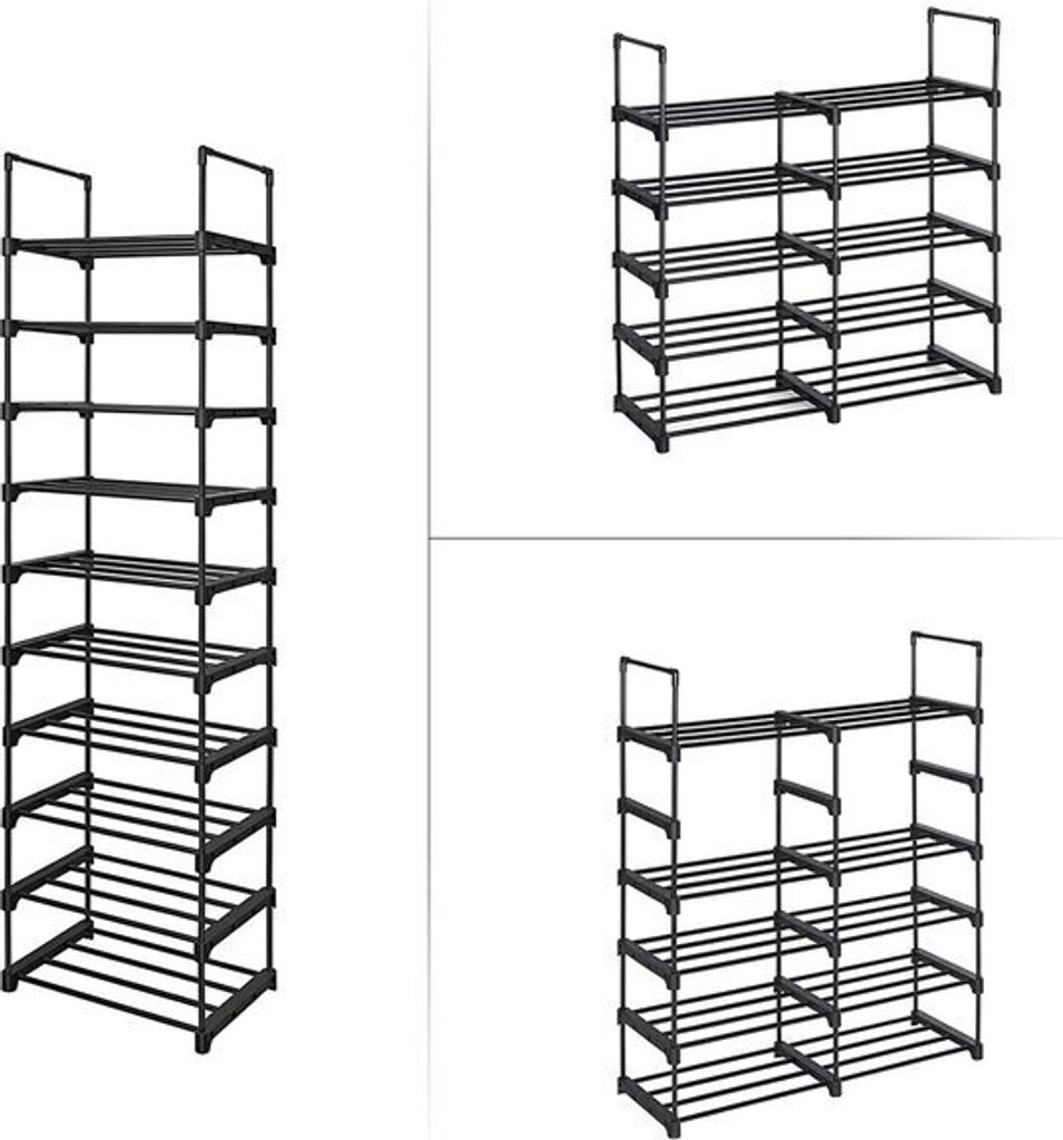 Songmics Großes eisernes Schuhregal mit 10 Fächern, Selbstmontage, platzsparend, multifunktional, für das Wohnzimmer Schlafzimmer Küche 45 x 30...