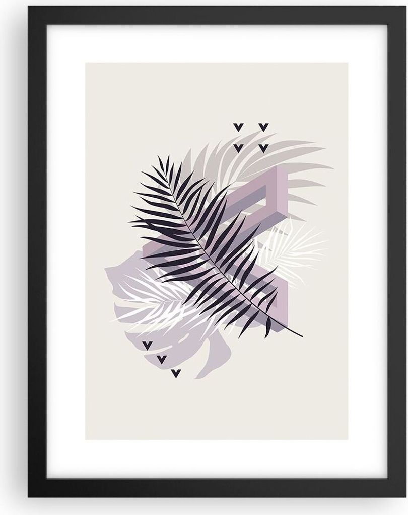Gerahmtes Poster - Schwarzer Rahmen - Grafiken Blatt Buntstift - 30x40 cm - Wand Bild - Wanddeko - Wandbilder - Kunstposter - Wandposter - Bilderra...
