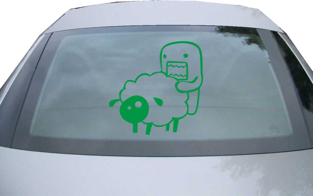Indigos UG - Aufkleber Heckscheibe & Motorklappe DE2432 - grün - 600x598 mm - Domo sheep - Auto Scheiben Fenster Heckklappe Tuning Racing JDM - Di...