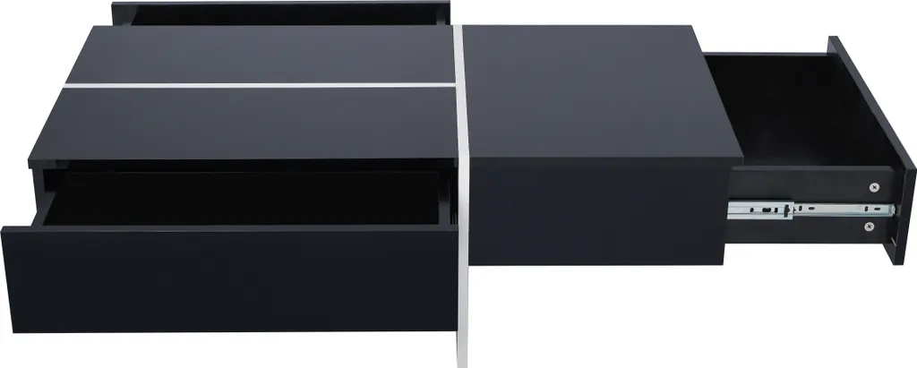 Table Basse de Salon Rectangulaire Noire avec LED pour Soirée Cinéma