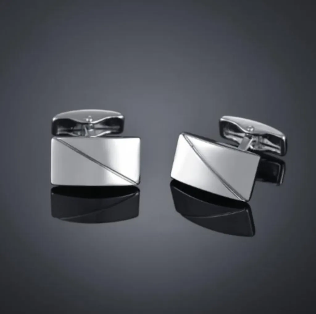 Paire de boutons de manchette forme bouclier argenté pour homme chic