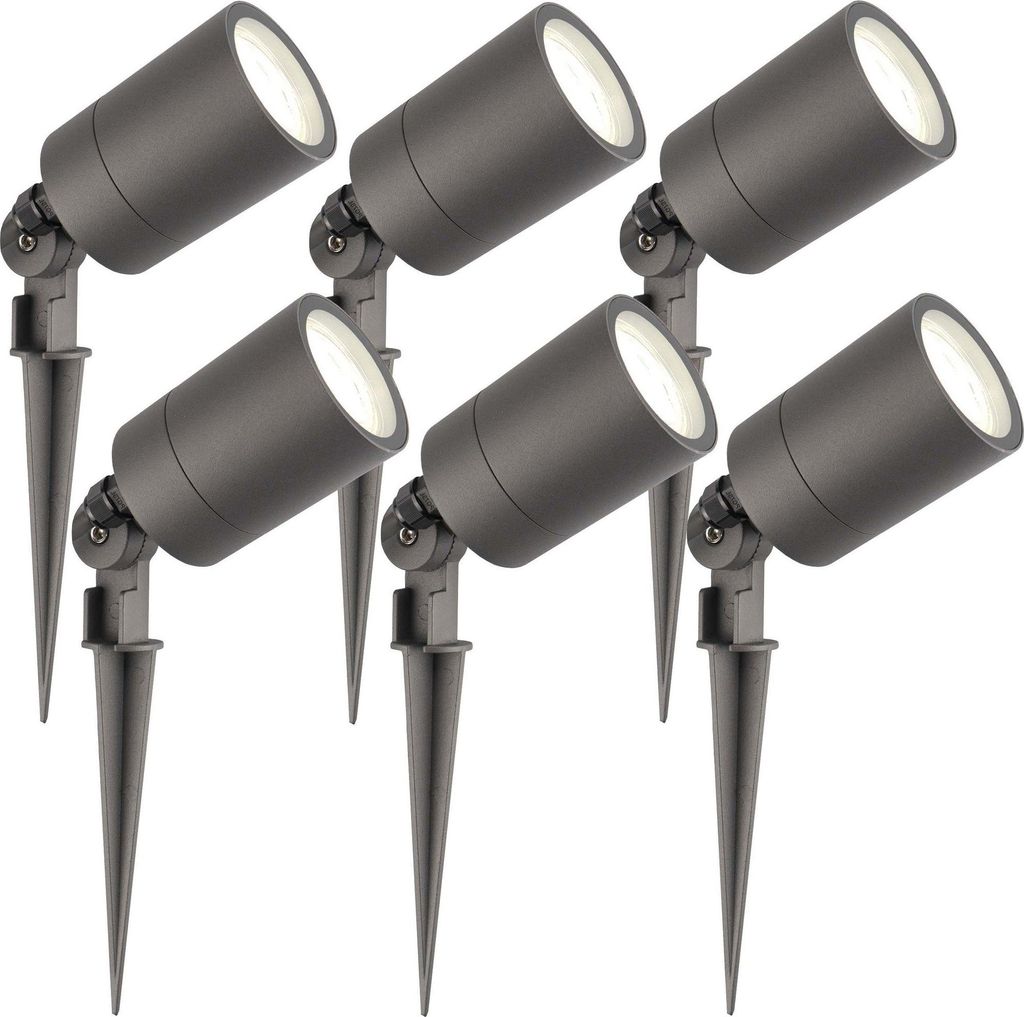 Ledvion - 6er Set, Gartenstrahler mit Erdspieß, IP65, 3W, GU10, 4000K, 220-240V, Neutralweiß, LED Strahler, Gartenbeleuchtung mit Strom, Mit GU10...