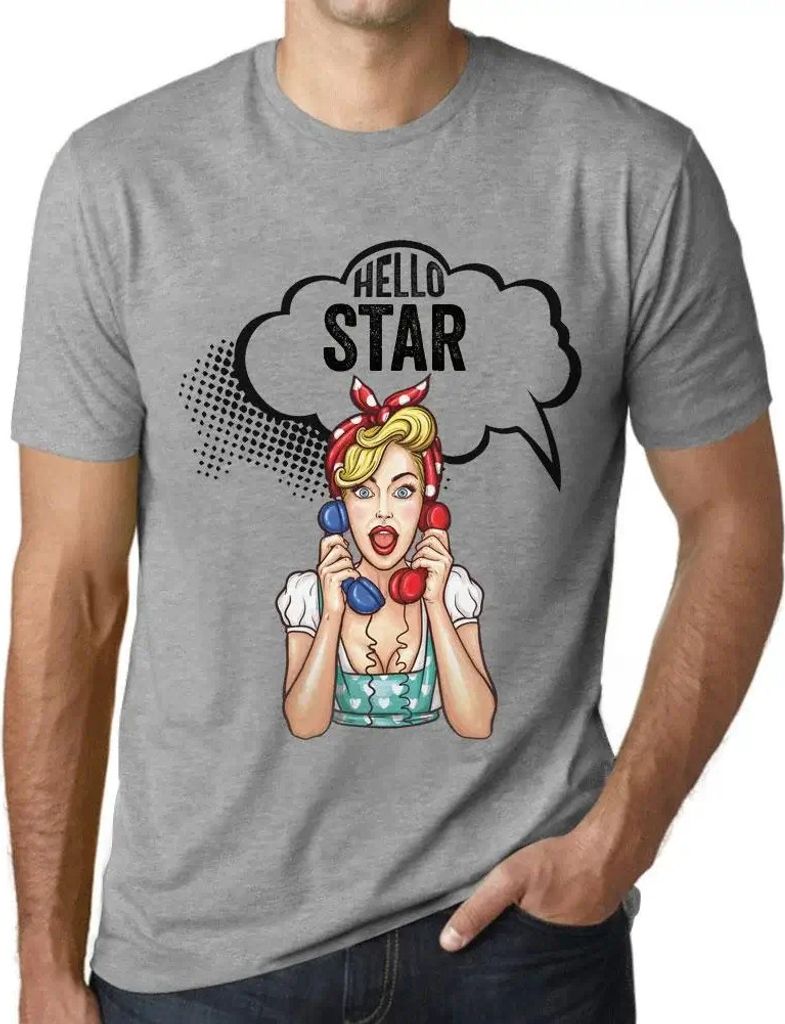 Herren Grafik T-Shirt Hello Star Öko-Verantwortlich Vintage Jahrgang Kurzarm Lustige Druck Geburtstag Geschenk Mann