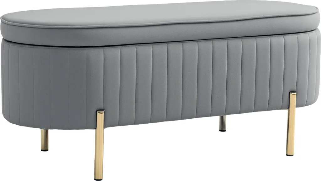 Gagnez de la place avec ce banc coffre gris, rangement 72L discret