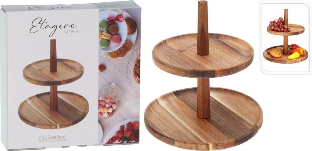 Serveertafel Excellent Houseware met 2 lagen, van hout, Productafbeelding 