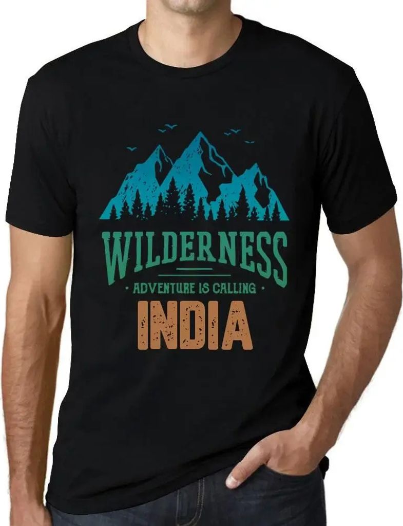 Herren Grafik T-Shirt Wildnis Abenteuer ruft in Indien – Wilderness, Adventure Is Calling India – Öko-Verantwortlich Vintage Jahrgang Kurzarm ...