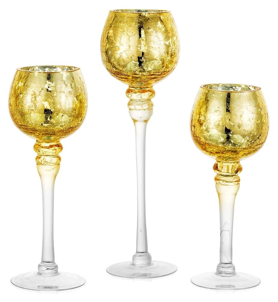 Teelichthalter aus Glas - 3 Stück Quecksilberglas Kerzenständer für Tischdekoration