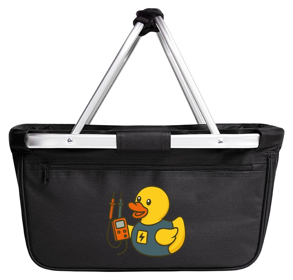 Huuraa Einkaufskorb Quietscheente Elektronik Comic Gummiente 20 Liter Black faltbarer Tragekorb Geschenkidee