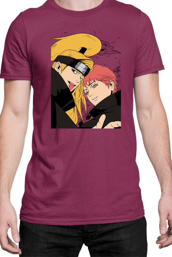 Herren T-Shirt Naruto Dedara & Sasori, Man 3XL / Burgundy