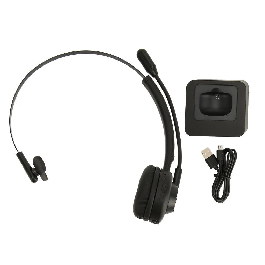 Casque Bluetooth monaural avec micro rotatif et base de charge sans fil