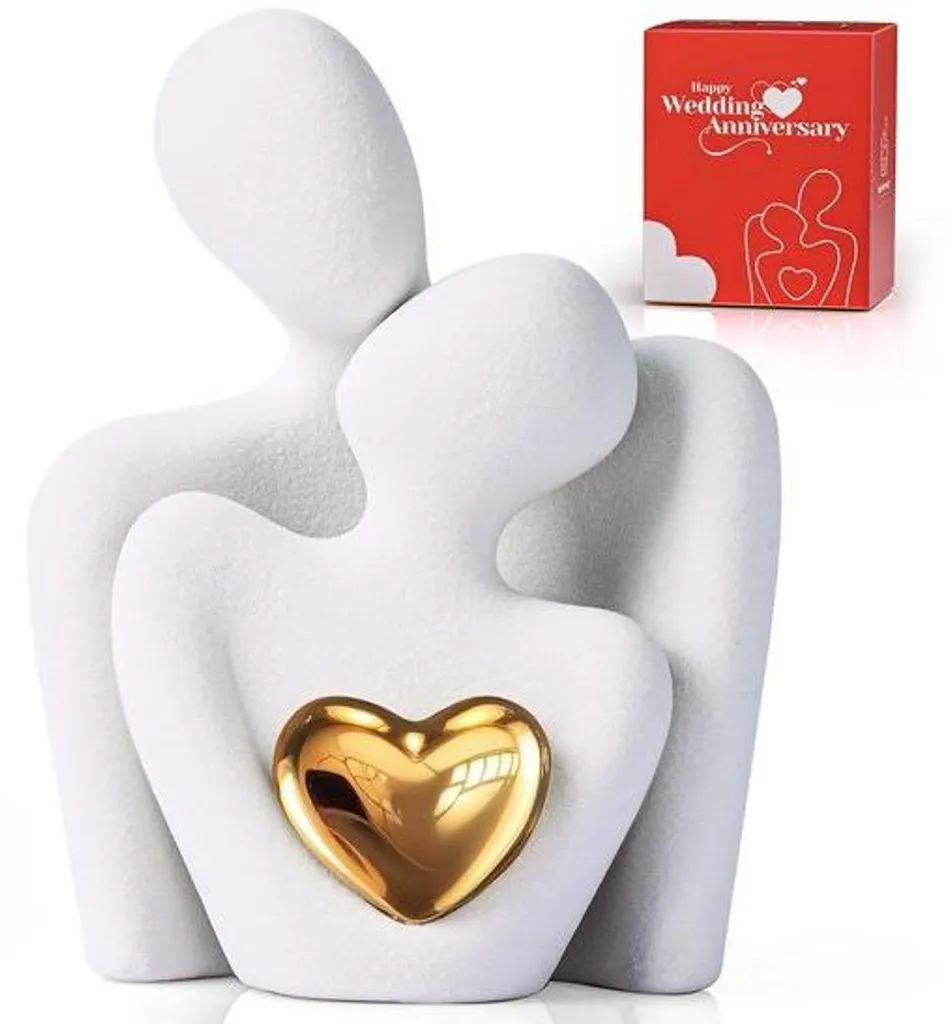 Petite figurine céramique dorée - Sculpture moderne couple design chic