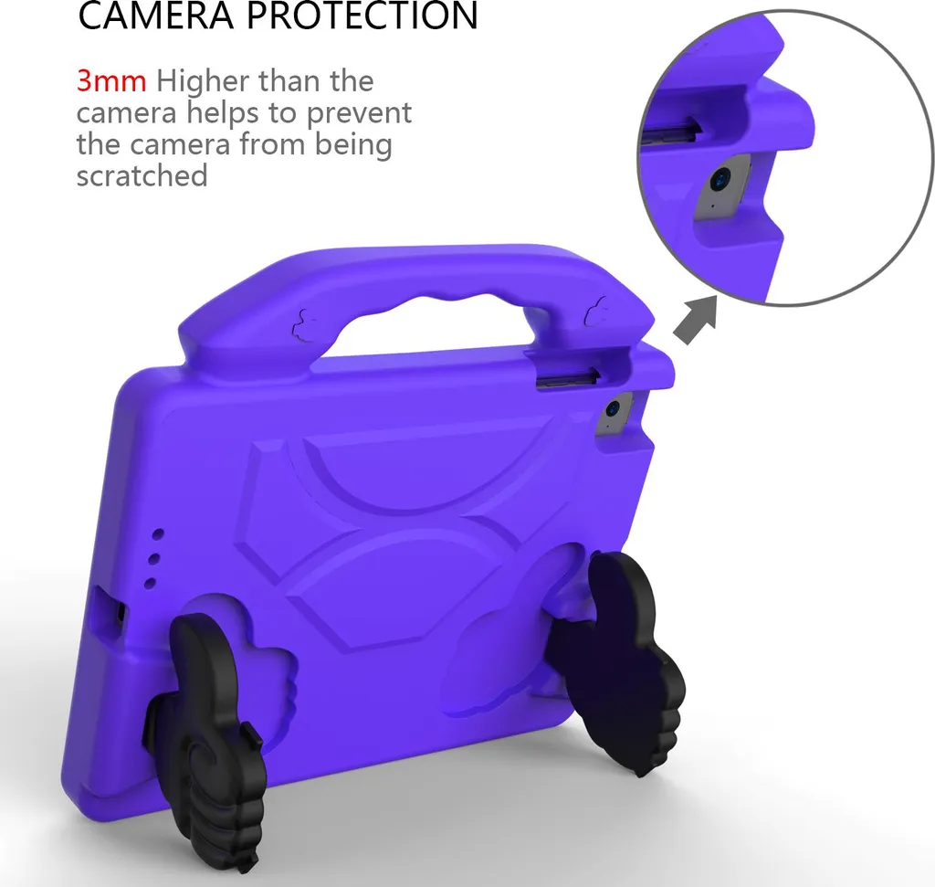 Custodia per bambini per iPad 9.7 2018/2017, iPad Pro 9.7 2016, iPad Air 2 2014/iPad Air 2013 9.7", custodia leggera in schiuma EVA con maniglia e supporto Viola - 6