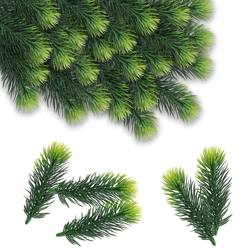 50 Petites Branches Sapin Artificiel 10cm, Haute Qualité, Déco Noël DIY