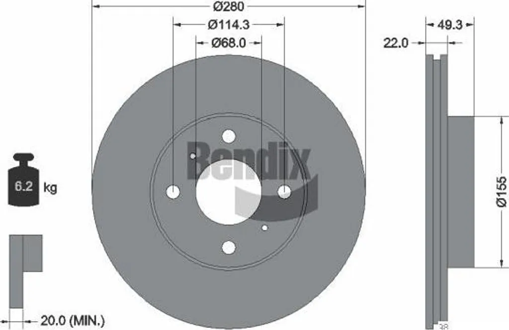 Disque de Frein Bendix BDS1719 : Sécurité de Freinage Nissan 200 SX et Almera