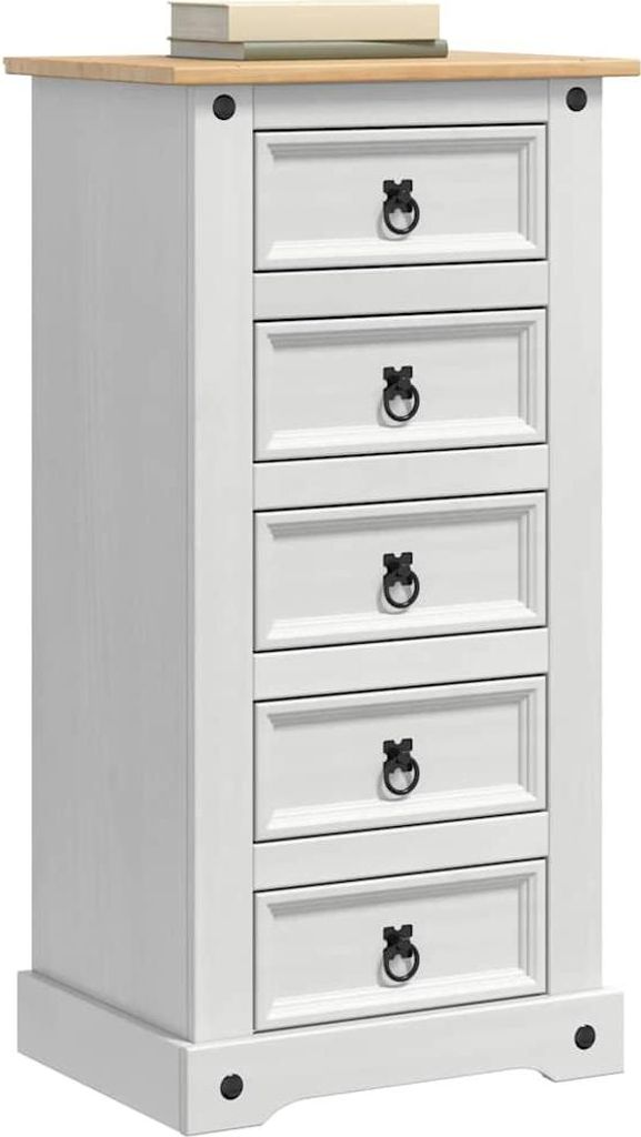 vidaXL Comodino  Bianco 53 x 39 x 103 cm Legno massello di Immagine del prodotto 