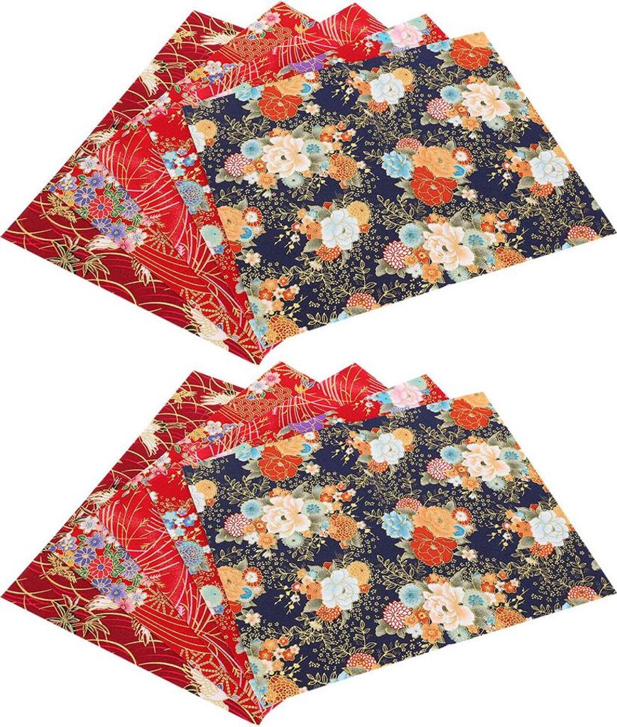 10 Stück Baumwollstoff im japanischen Stil mit Bronzierungsdruck, Quiltzubehör für DIY-Handarbeiten wie Taschen und Geldbörsen, 25 x 20 cm