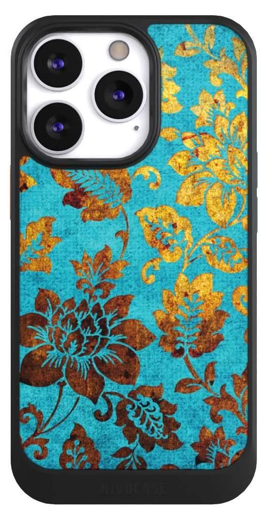 NIVOCASE Hülle für Apple iPhone 13 Pro Handyhülle NIVOcore Case Schwarz Blumen Ornamente Vintage