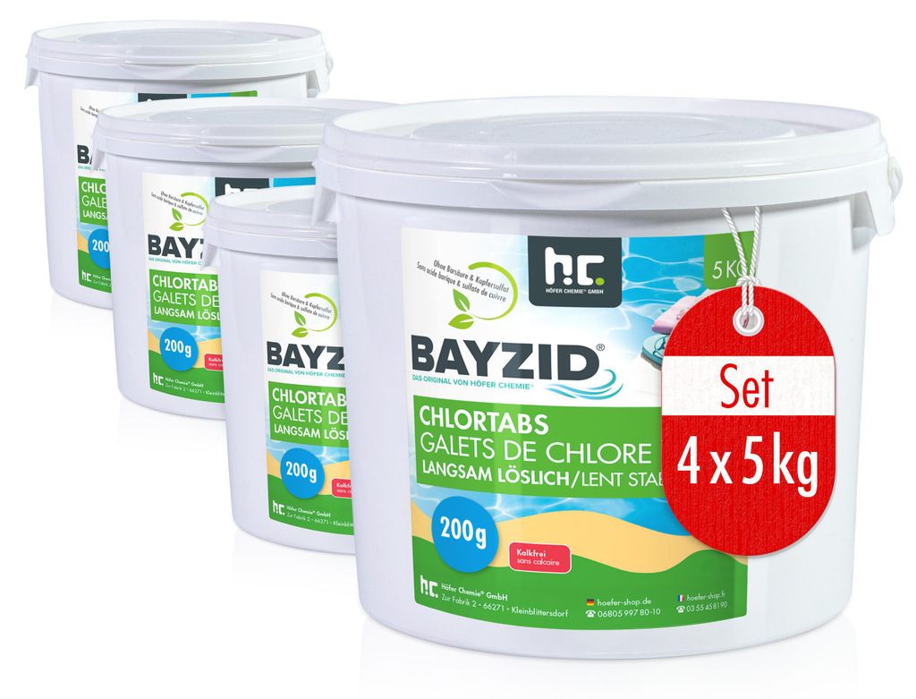4x 5 kg BAYZID® Chlortabs 200g langsam löslich Produktbild 