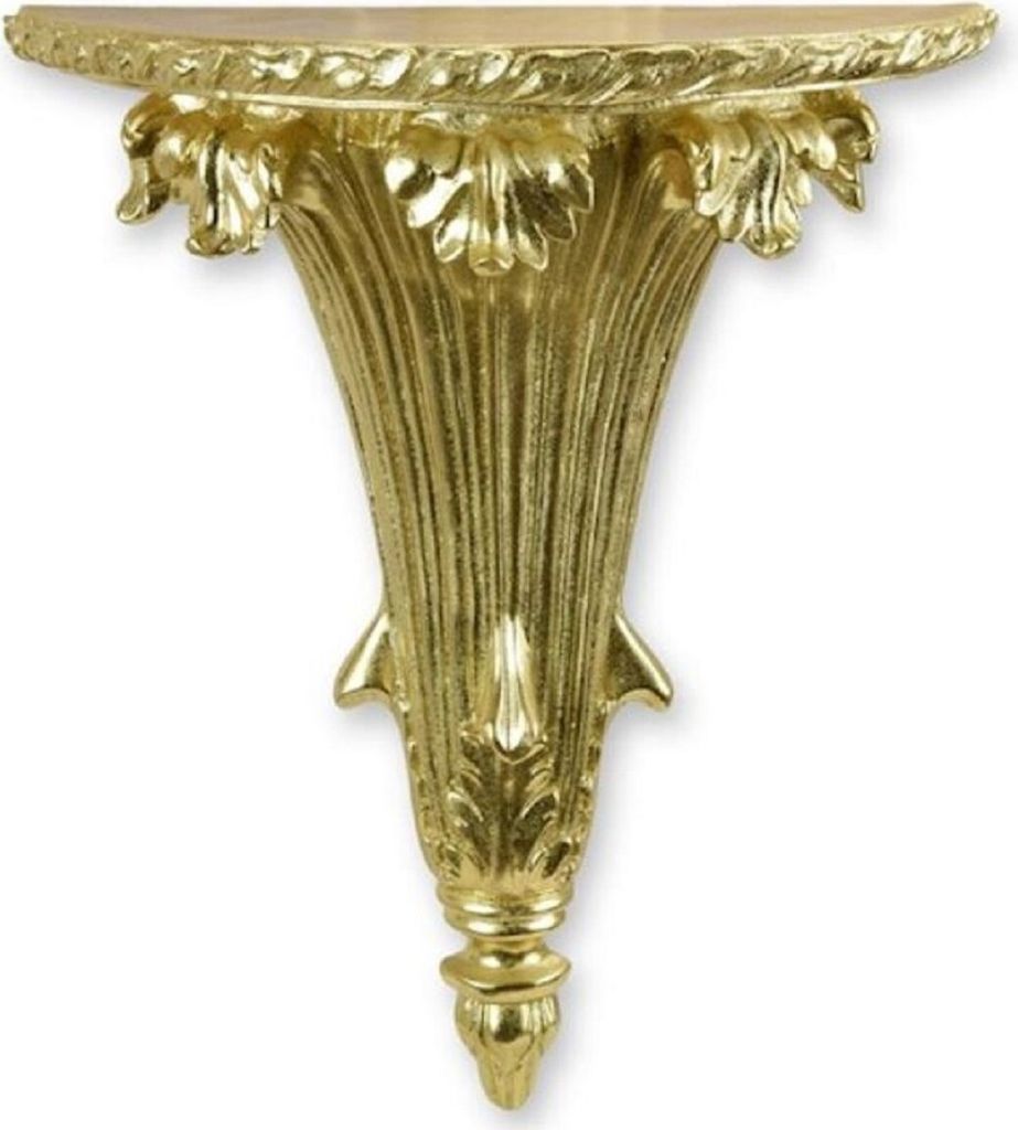 Casa Padrino Barock Kunstharz Wandkonsole Gold 28,6 x 14,3 x H. 33,8 cm - Polyresin Wanddeko Konsole im Barockstil - Barock Deko Accessoires - Baro...