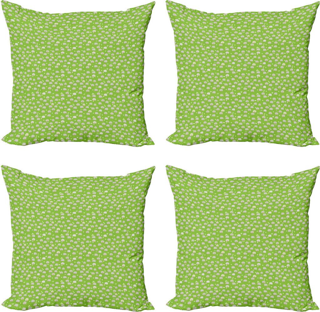 ABAKUHAUS Ziege Kissenbezug Set (4 Stück), Ziegenherde Graze auf Wiese, Moderner Doppelseitiger Digitaldruck, 50 cm x 50 cm, Pearl Tan Lindgrün