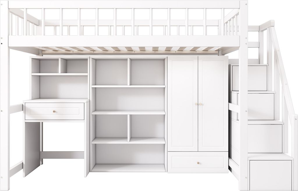 Merax Etagenbett 90x200cm mit Treppe und Schreibtisch, Produktbild 