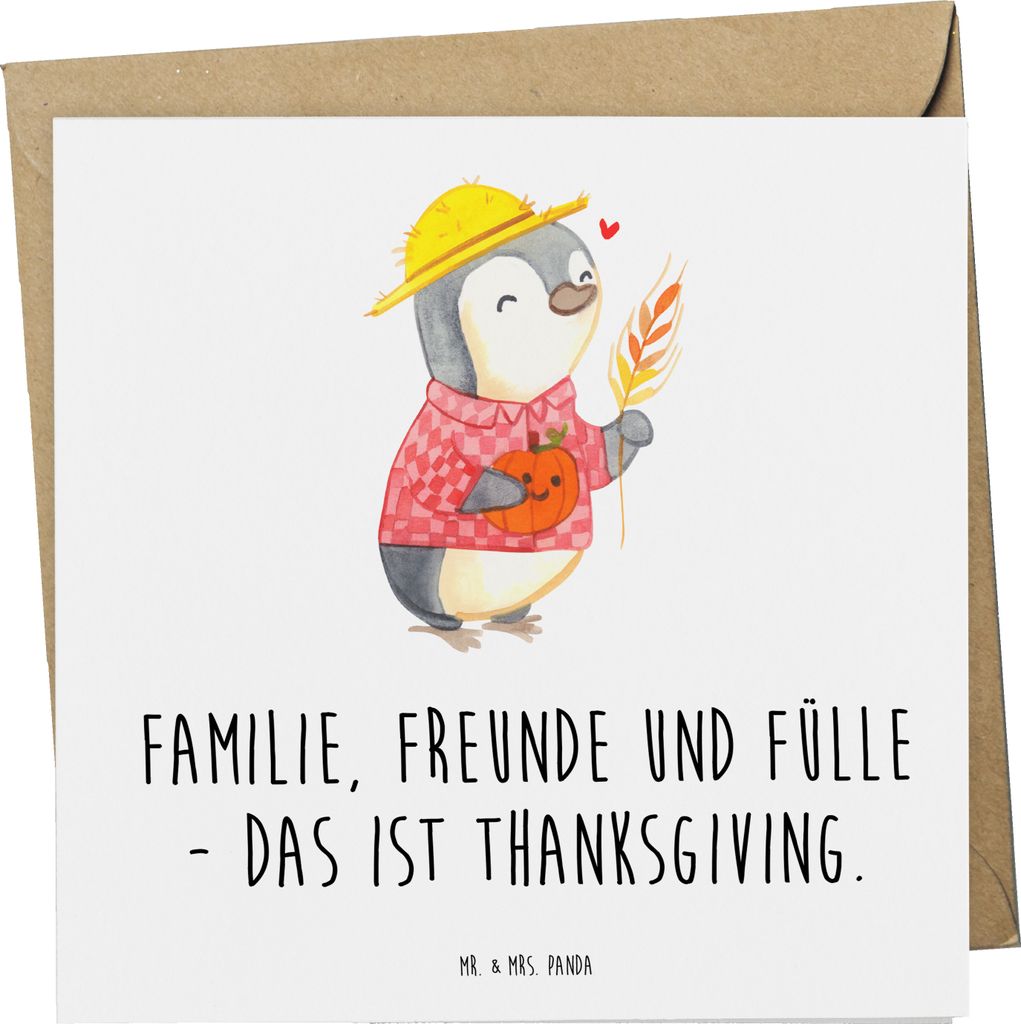 Mr. & Mrs. Panda Klappkarte Erntedankfest Freunde & Fülle - Weiß - Geschenk, Erntefest, anlasskarte, Herbst, Essenz von Thanksgiving, Geschenke, ...