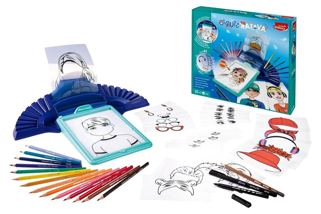 CREATIV - Leuchttisch, Lichtmaschine, Zeichenmaschine AVATAR STUDIO - gestalte eigene Avatare - inkl. 36 Vorlagen und 14 Buntstiften, bunt