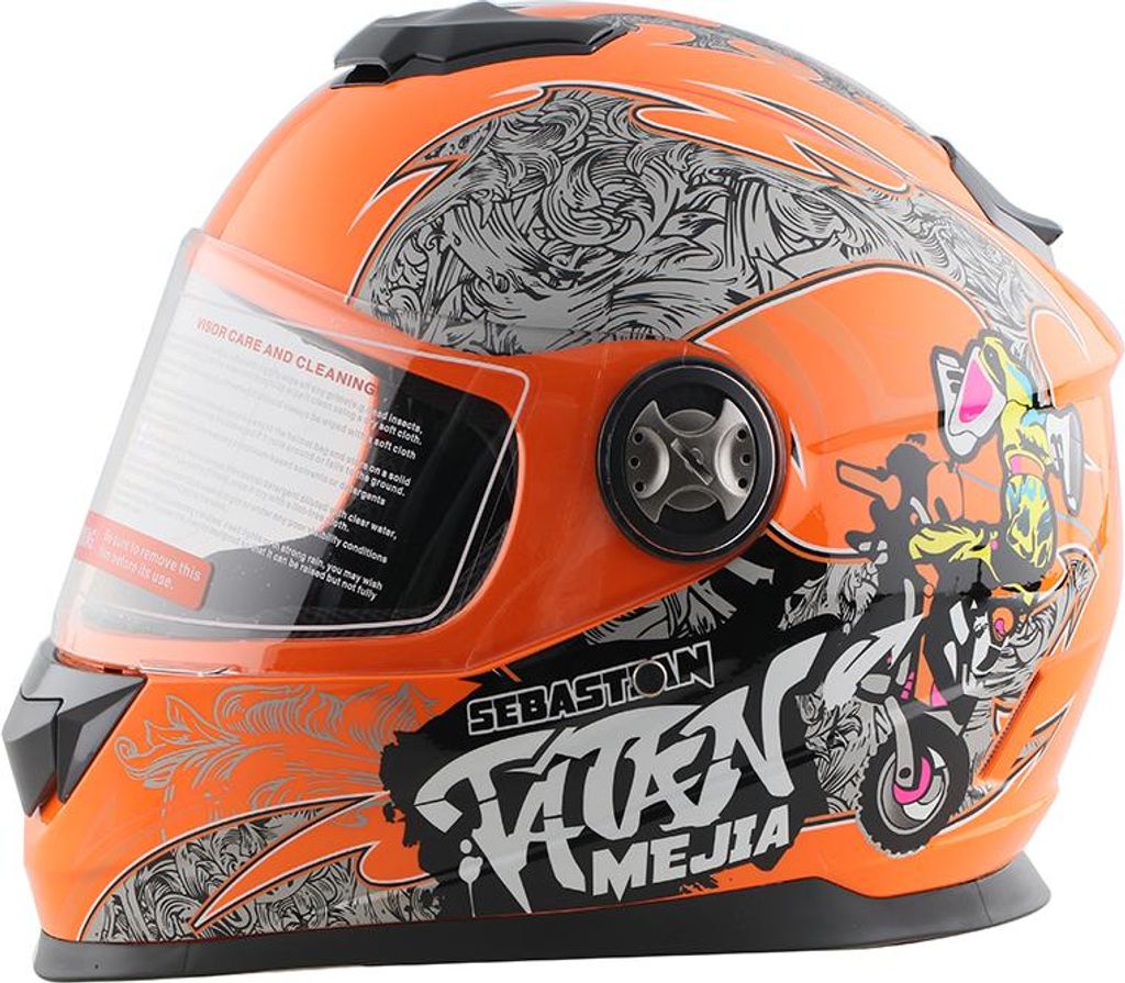 Integralhelm Helm Kinderhelm Motorradhelm Crosshelm Jethelm Mejia orange Größe S