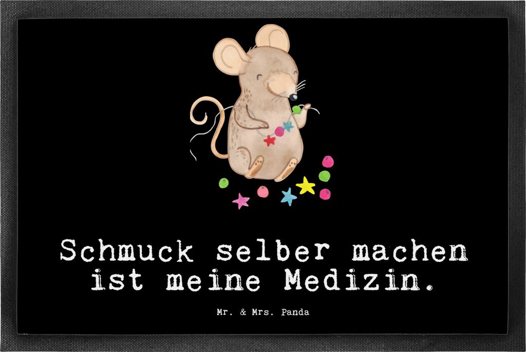 Mr. & Mrs. Panda fußmatte Maus Schmuck selber machen 50 x 75 cm - Schwarz - Geschenk, Bodenvorleger, Basteln, Schuhabstreifer, Schmutzmatte, DIY, ...