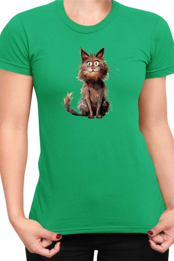 Damen T-Shirt Funny Cats Breeds York Chocolate Cat, Lady XL / Grün