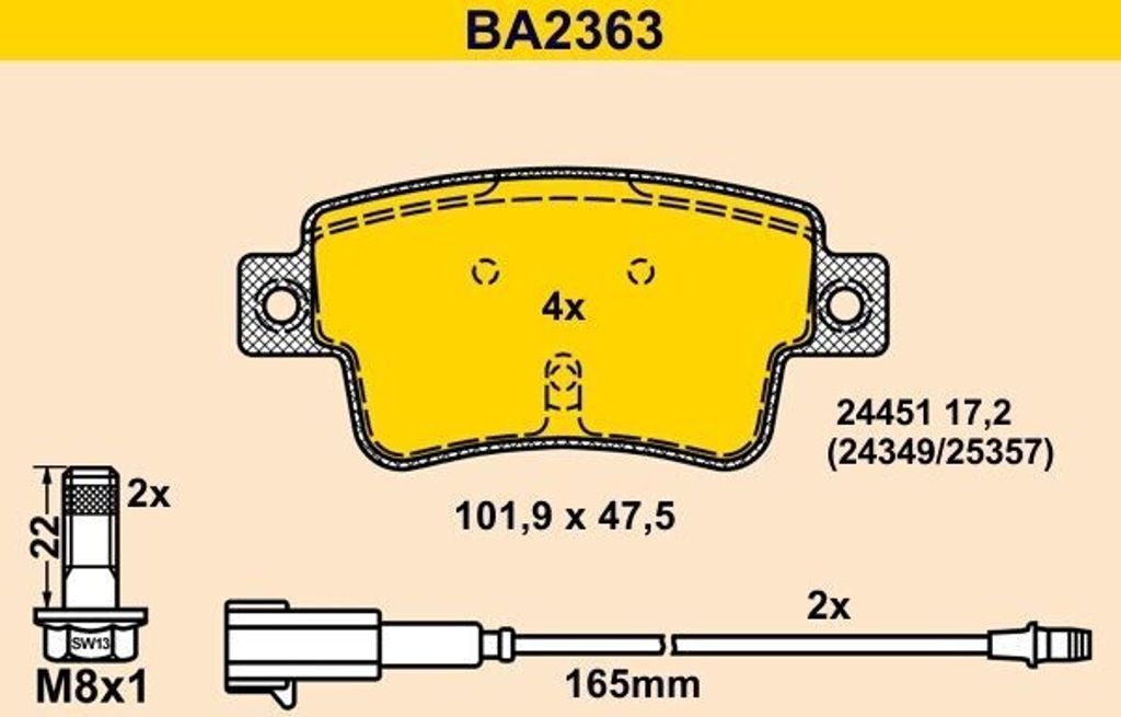 Barum Bremsbeläge Satz Hinten Bremsklötze für FIAT GRANDE PUNTO (199) BA2363