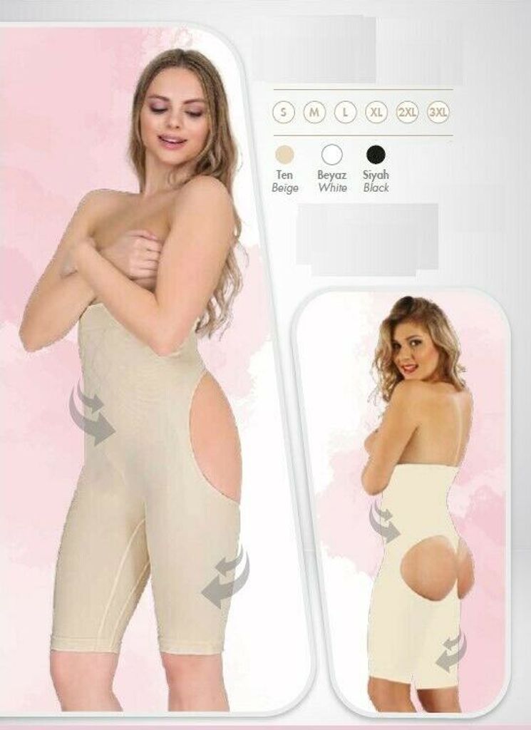 Korsett Damen Miederhose Figurformende mit Bauch weg Unterwäsche Beige M
