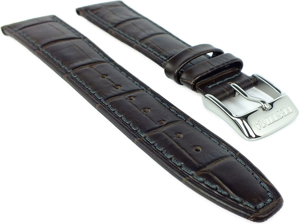 Festina Chronograph Uhrenarmband 21mm braun Leder Krokooptik F20286