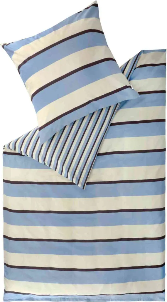 Housse de couette et taie Esprit Fun bleu 155x220 en pur coton Renforcé