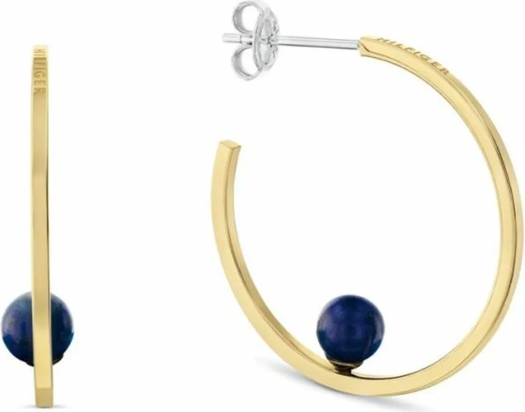 Boucles anneaux en or 18k et pierres Lazurite naturelles - Design chic