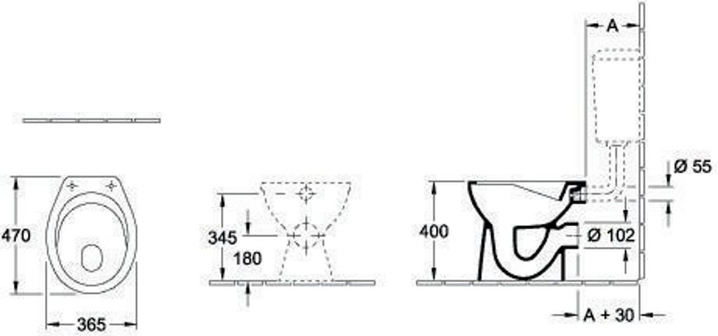Villeroy & Boch Flachspül-WC spülrandlos O.novo 7619R0 360x460mm Rund Weiß Alpin